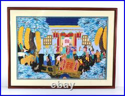 Asian Chinese Festival Folk Art Farmer Watercolor Painting Seal Marks Signed