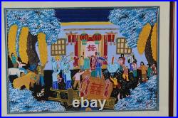 Asian Chinese Festival Folk Art Farmer Watercolor Painting Seal Marks Signed