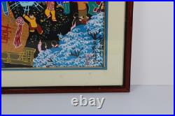 Asian Chinese Festival Folk Art Farmer Watercolor Painting Seal Marks Signed