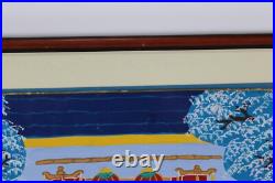 Asian Chinese Festival Folk Art Farmer Watercolor Painting Seal Marks Signed