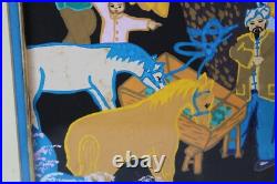 Asian Chinese Festival Folk Art Farmer Watercolor Painting Seal Marks Signed