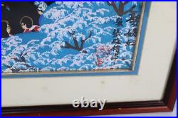 Asian Chinese Festival Folk Art Farmer Watercolor Painting Seal Marks Signed
