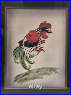 Asian Rooster Watercolor Painting, Chan Lee, Rare Genuine Vintage Art Gifts Asian Rooster Watercolor Painting, Chan Lee, Rare Genuine Vintage Art Gifts
