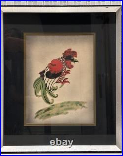 Asian Rooster Watercolor Painting, Chan Lee, Rare Genuine Vintage Art Gifts Asian Rooster Watercolor Painting, Chan Lee, Rare Genuine Vintage Art Gifts