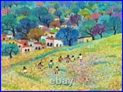 Aurelio Pescina Mexican Countryside Painting, Women Working in Colorful Landscape Aurelio Pescina Mexican Countryside Painting, Women Working in Colorful Landscape