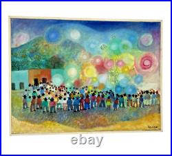 Aurelio Pescina Mexican Town Celebration Painting, Night Fireworks at Castillo Aurelio Pescina Mexican Town Celebration Painting, Night Fireworks at Castillo