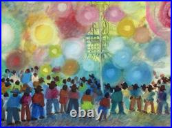 Aurelio Pescina Mexican Town Celebration Painting, Night Fireworks at Castillo Aurelio Pescina Mexican Town Celebration Painting, Night Fireworks at Castillo