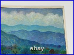 Aurelio Pescina Signed Mexican Town Market Painting, Tianguis Scene with Hills