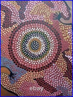 Australian Aboriginal Painting Pansy Bird Petyarre Lizards Pointillism Folkart