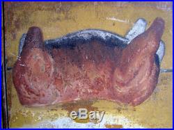 Authentic Early 20thC ENGLISH PUB SIGN Sand Painted Folk Art BENSKINS COW ROAST