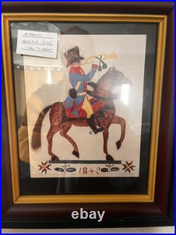 Authentic Fraktur 1842 Call To Arms Folk Art Dated Framed Battalion Day Scene