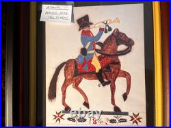 Authentic Fraktur 1842 Call To Arms Folk Art Dated Framed Battalion Day Scene
