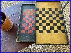 Awesome Pair Of Antique Early Painted Checker Boards Nice Folk Art Aafa