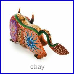 BROWN BULL Oaxacan Alebrije Wood Carving Mexican Art Animal Sculpture Painting