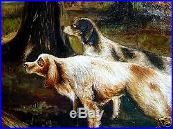 B. K. Schnitzer (US, 19th C.) Folk Art Oil Painting Colonial Hunting Dog Scene