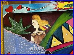 B Klein 1993 Folk Art Painting On Board Frame Is Painted As Well Awesome