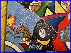 B Klein 1993 Folk Art Painting On Board Frame Is Painted As Well Awesome