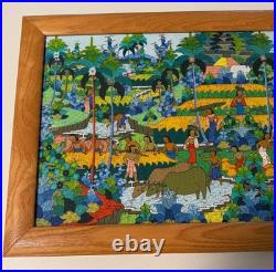 Balinese Painting by I Ketut Teker Ubud Bali Rice Harvest Scene
