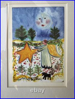 Barbara Strawser Folk Art- Angel Painting Signed 2003 Barbara Strawser Folk Art- Angel Painting Signed 2003
