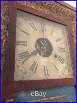 Beautiful Antique Folk Art Grain Painted Forestville Ogee Clock