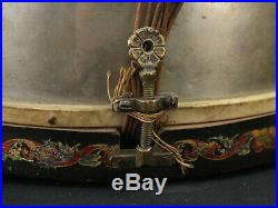 Beautiful Antique Snare Drum Painted Folk Art Leedy withDrumsticks