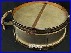 Beautiful Antique Snare Drum Painted Folk Art Leedy withDrumsticks