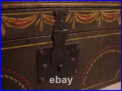 Beautiful Small Antique Paint Decorated Dome Top Document Box Folk Art