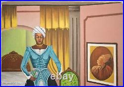 Beautiful Vintage African American Portrait Painting Folk Art Victorian Signed