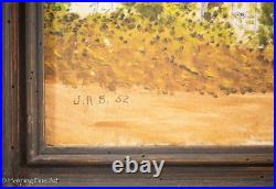 Beautiful Vintage Folk Art Landscape Oil Painting of Songs Lake Maine, Birches