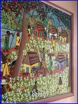 Beautiful Vintage Jacksin Mesidor Haiti Painting Haitian Black Folk Art