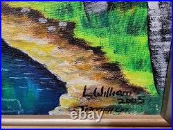 Beautiful Vintage Jamaica Oil Painting Landscape Signed 05 Tree Seascape, Folksy