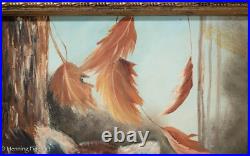 Beautiful Vintage Naive Folk Art Oil Painting of a Raccoon in a Tree, Framed Beautiful Vintage Naive Folk Art Oil Painting of a Raccoon in a Tree, Framed