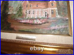 Beautifully framed Old Victorian Americana Folk Art Oil Painting Worldwide