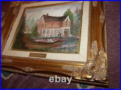 Beautifully framed Old Victorian Americana Folk Art Oil Painting Worldwide