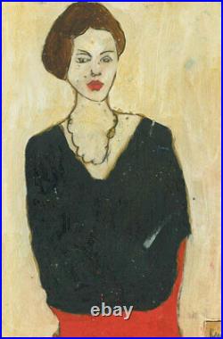 Ben Carrivick Contemporary Oil, Figure in Black and Red with Necklace