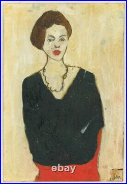 Ben Carrivick Contemporary Oil, Figure in Black and Red with Necklace