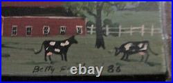 Betty Fischer Original Folk Art Painting Oil On Wood Dated 86