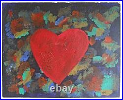 Big Red Heart Floating Sea Vintage Folk Art Outsider Painting Tate