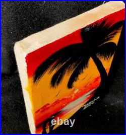 Black Folk Art Painting Lovers Embracing Native Tropical Sunset Orange Mark