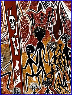Bobby Bunungurr Original Australia Aboriginal Painting Tribal Hunting Folk Art