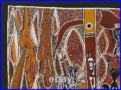 Bobby Bunungurr Original Australia Aboriginal Painting Tribal Hunting Folk Art