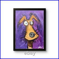Bold Colorful Abstract Dog Painting 14x11 Canvas Unframed Modern Art Signed