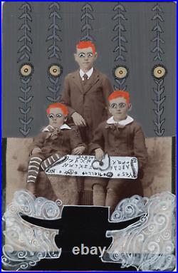 Boys Ouija Board Ghost Spirit Summoning Original 4x6 Painting Jo Potocki