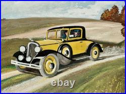 Burling Boaz Jr (1891-1968) Untitled Yellow Roadster Oil Painting