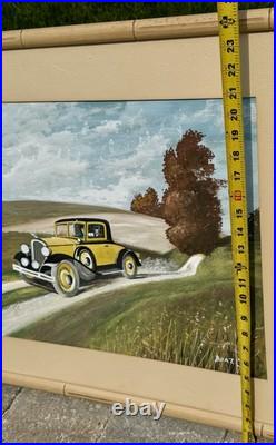 Burling Boaz Jr (1891-1968) Untitled Yellow Roadster Oil Painting