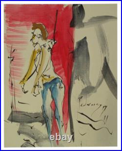 Buy Man Original Ink Painting Outsider Hanging Unique Urban City Folk Local Odd