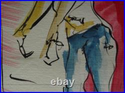 Buy Man Original Ink Painting Outsider Hanging Unique Urban City Folk Local Odd