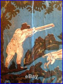 C1835 American Colonial Hand Painted Folk Art Wallpaper Fragment The Hunt Ex MIA