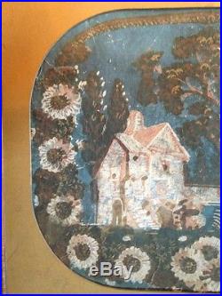 C1835 American Colonial Hand Painted House Folk Art Wallpaper Fragment Ex MIA