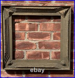 C1900 American Tramp Art Folk Art Picture Frame With Hearts And Pyramids